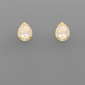 CZ Teardrop Studs